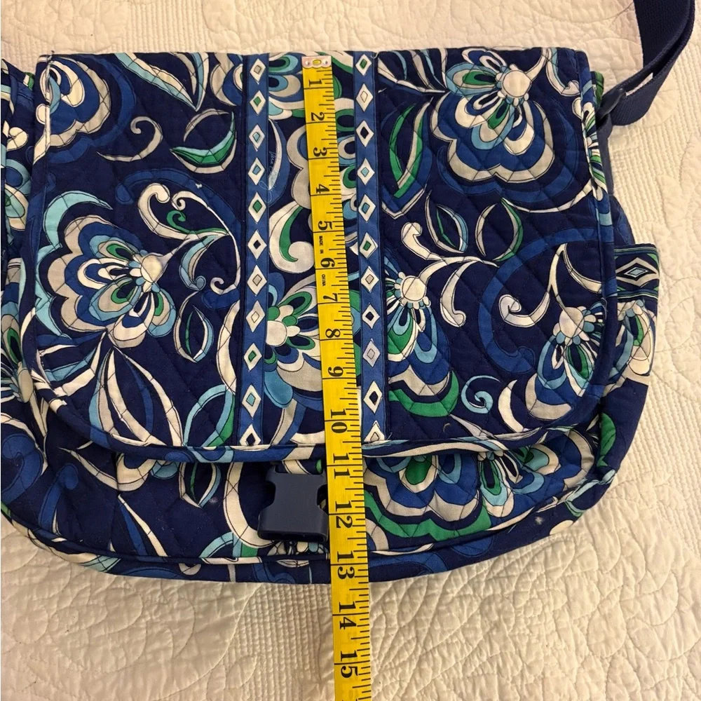 Vera Bradley Navy Blue & Green Quilted Crossbody Laptop Bag